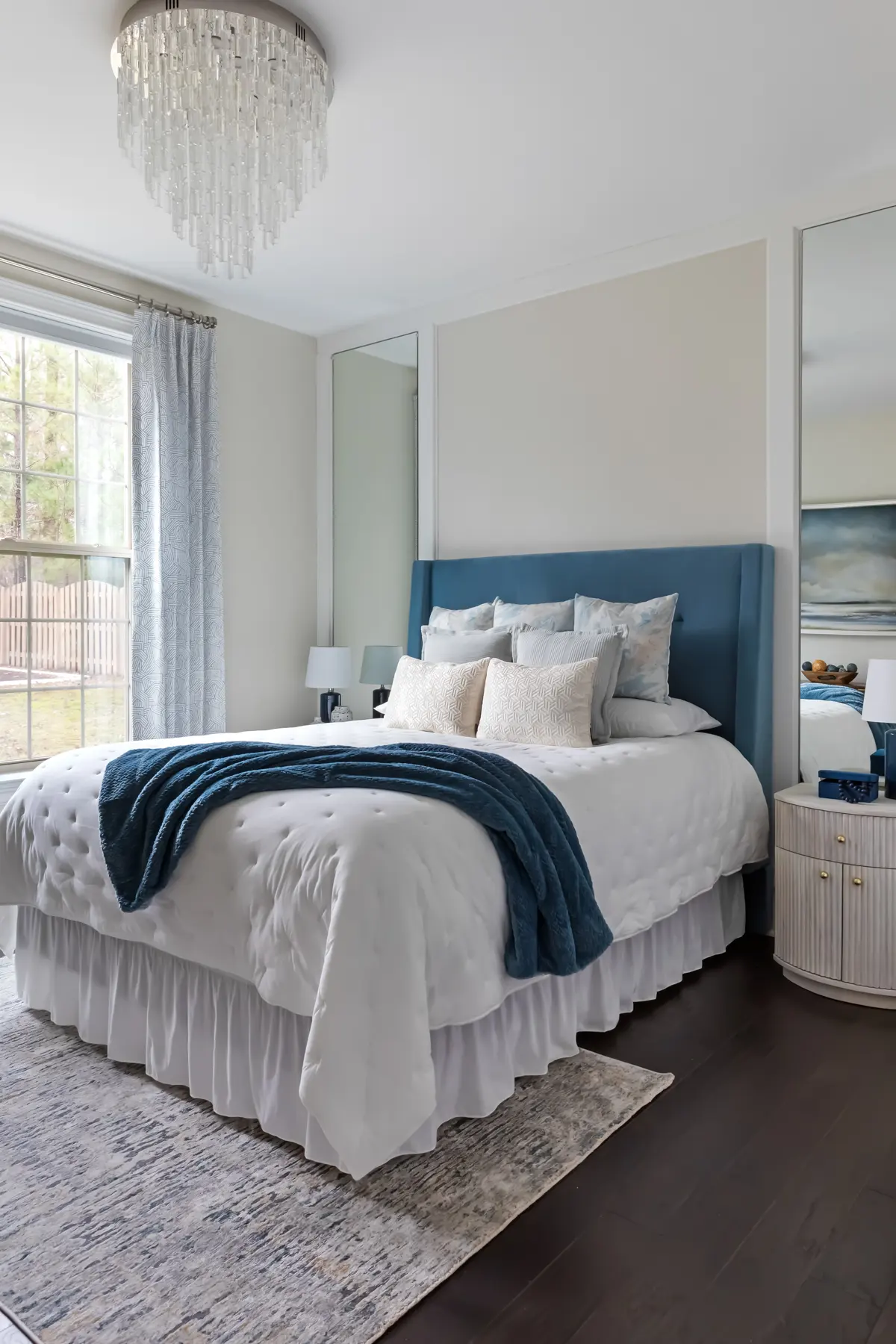 A Tranquil Bedroom in Blues and Whites