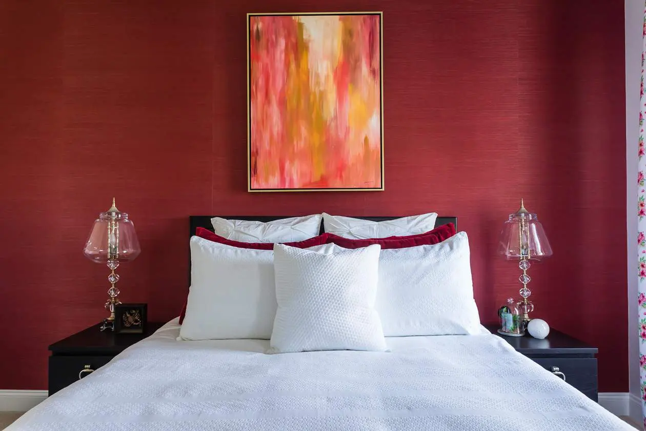Red and White Guest Bedroom, Durham